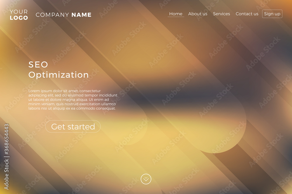 Aufkleber modern landing page template with blurred background and dynamic shapes. minimalistic creative illus