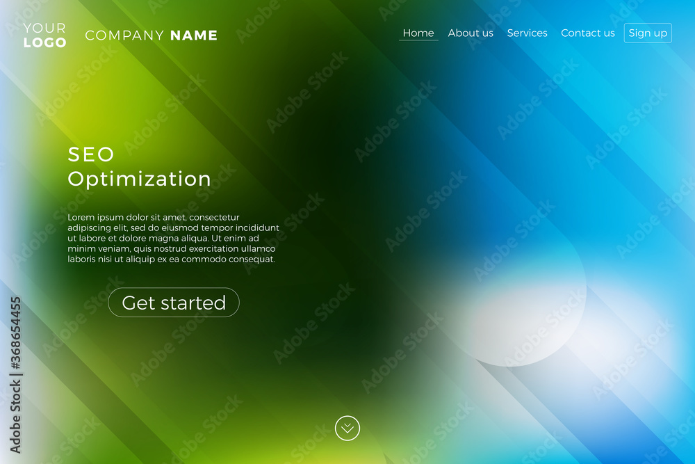 Aufkleber modern landing page template with blurred background and dynamic shapes. minimalistic creative illus