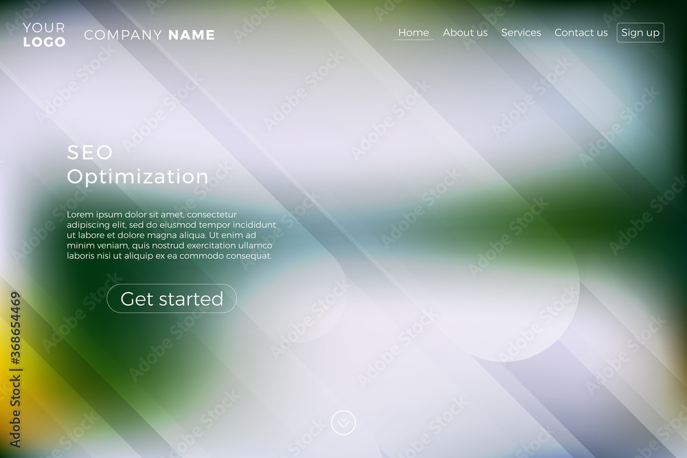 Aufkleber modern landing page template with blurred background and dynamic shapes. minimalistic creative illus