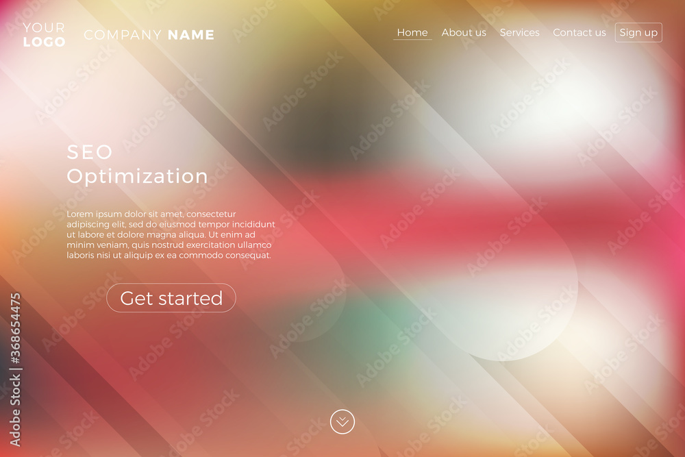 Aufkleber modern landing page template with blurred background and dynamic shapes. minimalistic creative illus