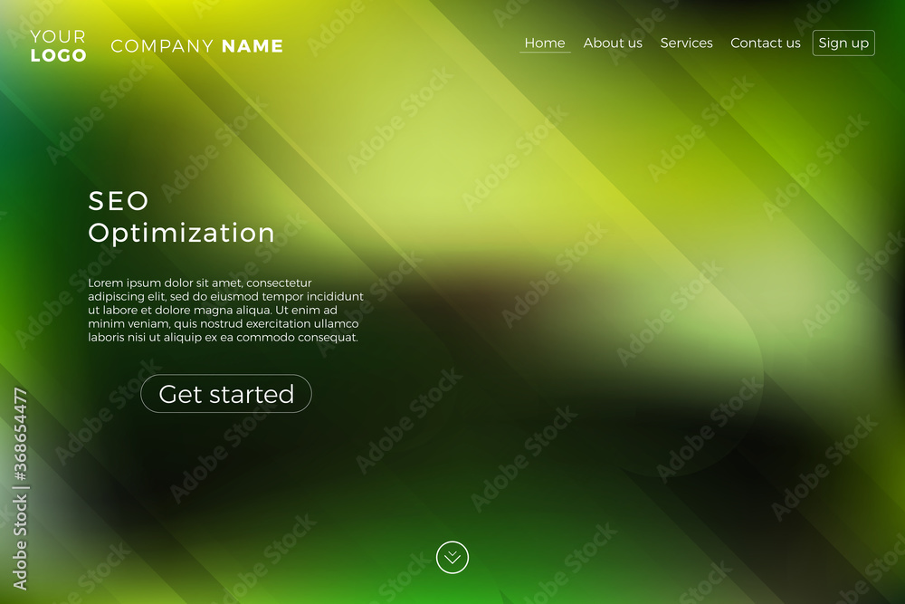 Aufkleber modern landing page template with blurred background and dynamic shapes. minimalistic creative illus