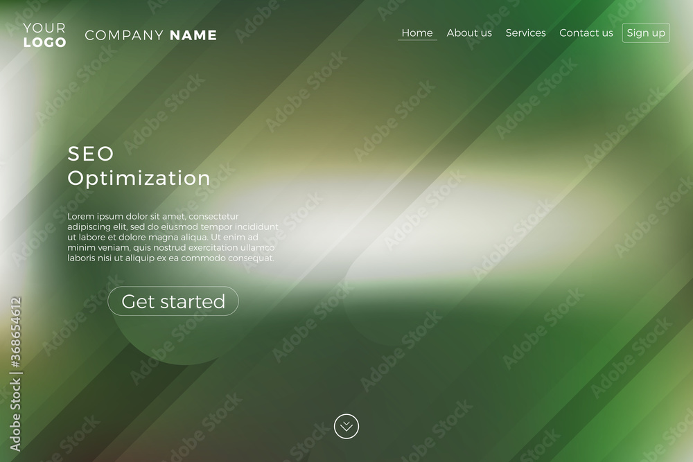 Aufkleber modern landing page template with blurred background and dynamic shapes. minimalistic creative illus