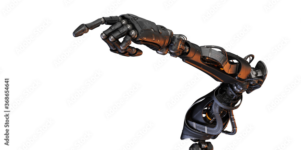 Aufkleber sci-fi robotic arm pointing with index finger, 3d rendering