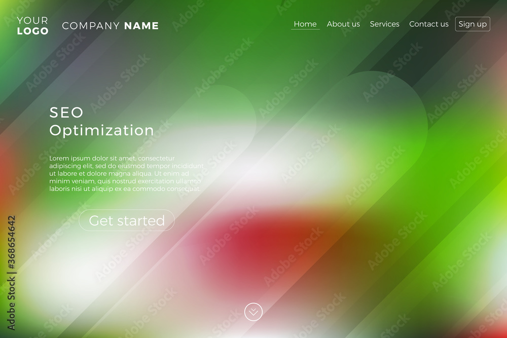 Aufkleber Modern landing page template with blurred background and dynamic shapes. Minimalistic creative illustration for various projects. Vector concept eps10