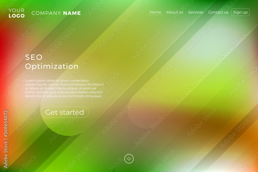 Aufkleber modern landing page template with blurred background and dynamic shapes. minimalistic creative illus