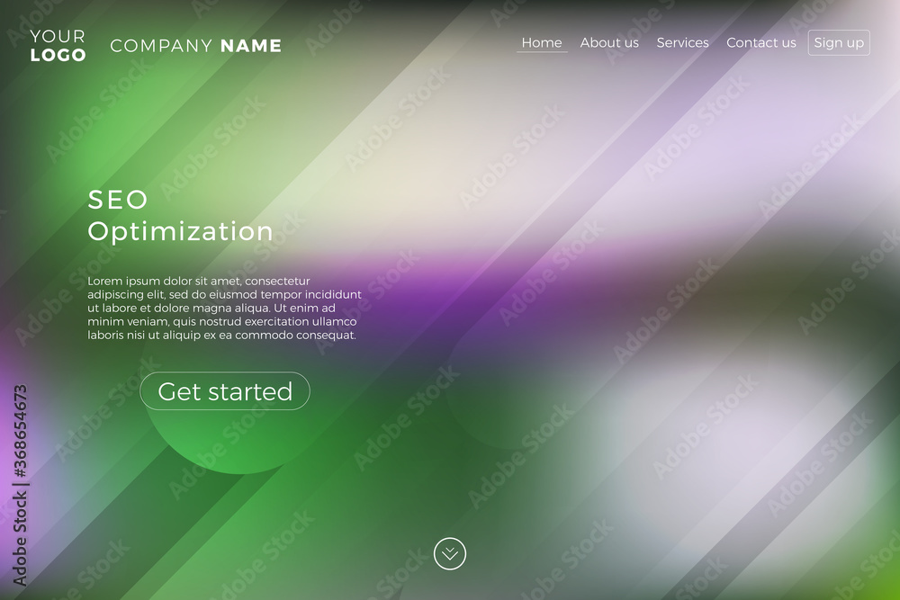 Aufkleber Modern landing page template with blurred background and dynamic shapes. Minimalistic creative illustration for various projects. Vector concept eps10