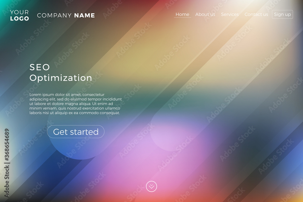Aufkleber modern landing page template with blurred background and dynamic shapes. minimalistic creative illus