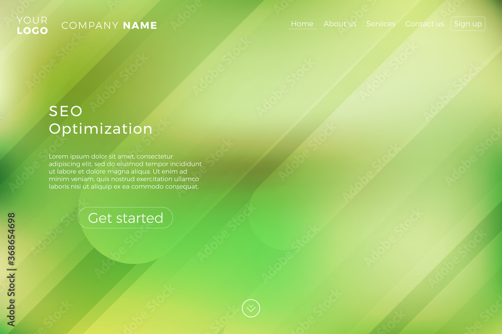 Aufkleber modern landing page template with blurred background and dynamic shapes. minimalistic creative illus