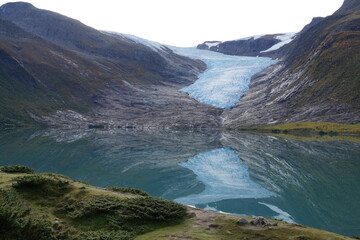 Naklejka na ściany i meble Glacier landscape in Arctic Norway