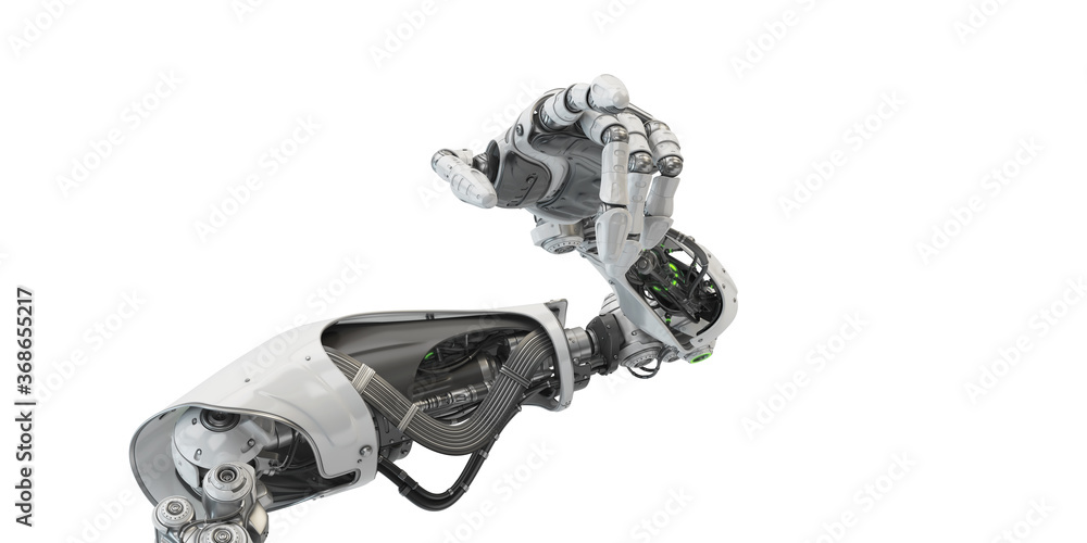 Aufkleber sci-fi robotic arm pointing with index finger, 3d rendering