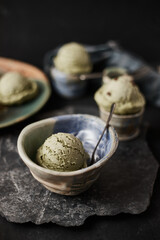 Homemade Green tea ice cream.