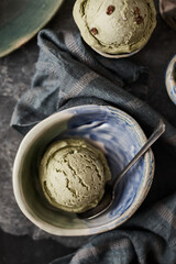 Homemade Green tea ice cream.
