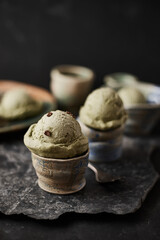 Homemade Green tea ice cream.