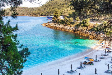 View of famous Marble beach on Thasos island in Greece © ANETA