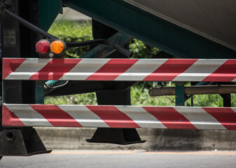 Red and white   truck side bumper
