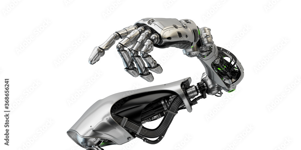 Aufkleber sci-fi robotic arm pointing with index finger, 3d rendering
