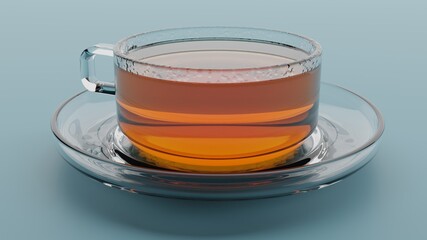 Glass cup filled with tea 