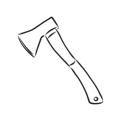 Hand Drawn Axe Sketch Symbol. Vector Hatchet Element In Trendy Style.