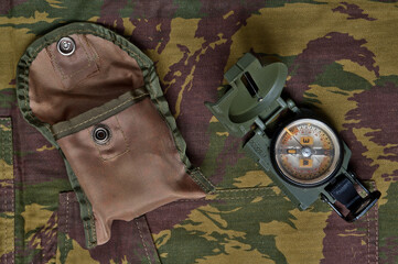 compass on camo textile