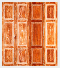 Traditional asian wood door isolated on white background