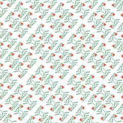 Seamless pattern with simple flower ornament on white background