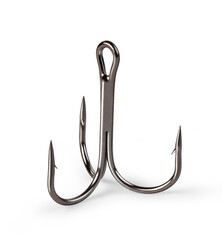 Fishing hooks on a white background