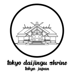 Fototapeta premium Circle Icon line Tokyo Daijingu Shrine. vector illustration