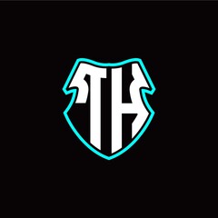 TH initial logo design with a shield shape