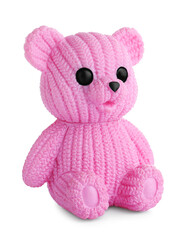 Adorable pink toy bear isolated on white