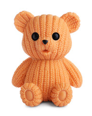Adorable orange toy bear isolated on white
