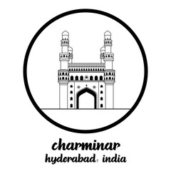 Circle Icon Line Charminar.Vector illustration