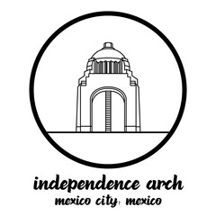Circle Icon Line Independence Arch Mexico. Vector illustration