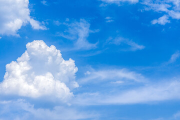 Naklejka na ściany i meble white clouds against a blue sky before a thunderstorm