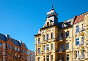 Old tenement houses on Grunwaldzki Square in Szczecin, Poland.