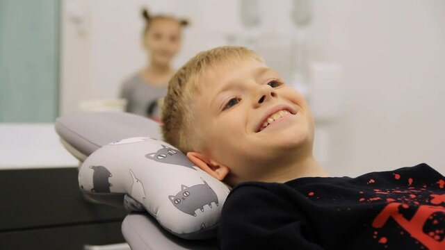 Happy little boy at the dentist's appointment