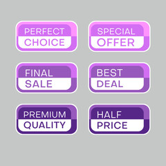Set of discount labels. Timeless easy-to-read design.