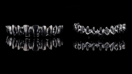 beautiful composition of titanium dental bars of the lower and upper jaws for creating permanent ceramic prostheses © Dental Pro Content