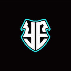 YE initial logo design with a shield shape