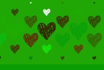 Light Green, Yellow vector background with hearts.