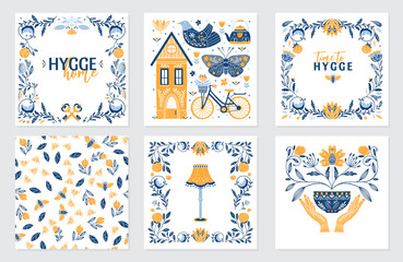 Greeting cards in Scandinavian, Nordic and Folk art style
