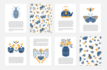 Greeting cards in Scandinavian, Nordic and Folk art style © darijashka