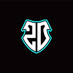 Z O initial logo design with a shield shape - obrazy, fototapety, plakaty