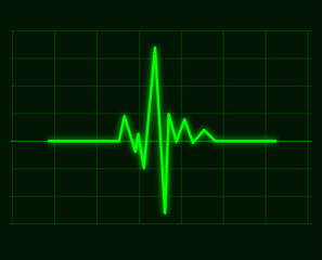 Green cardiac waveforms of heart cardiogram