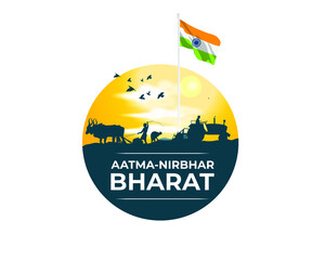 vector illustration for self dependent India with Hindi text atma nirbhar bharat means  self dependent India