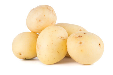 raw potatoes isolated on white background close up