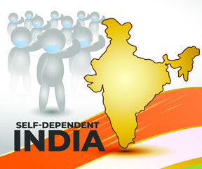 vector illustration for self dependent India with Hindi text atma nirbhar bharat means  self dependent India