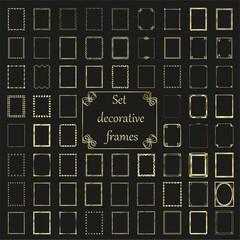 Vector gold frames and borders set. Floral style ornamental photo and art frames, creative design elements for certificates, awards , diplomas, business card.