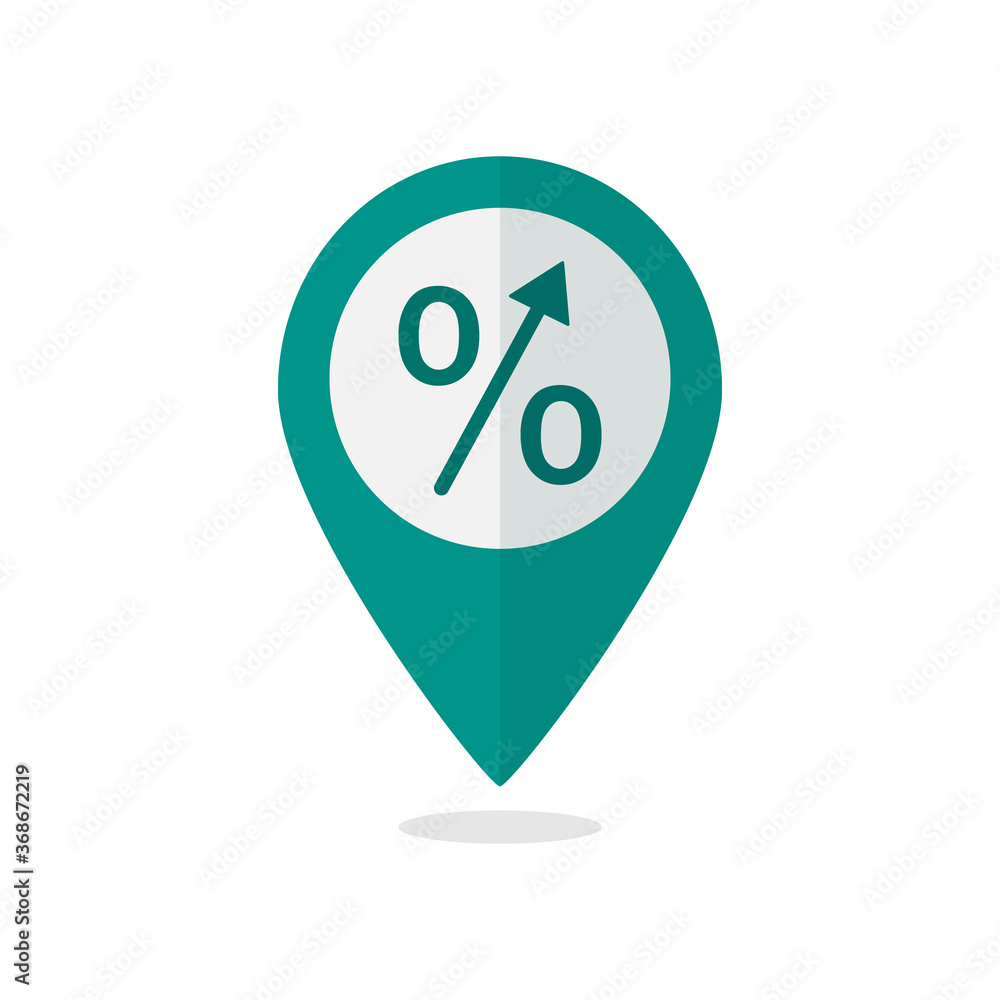 Poster pointer with percent sign icon isolated on white background. discount pointer flat icon for web, mob