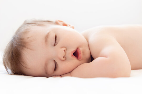 Close up portrait of sleeping baby's face