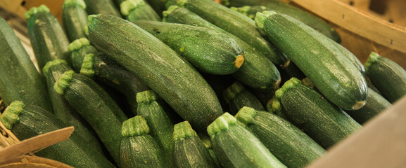 fresh zucchini on the market